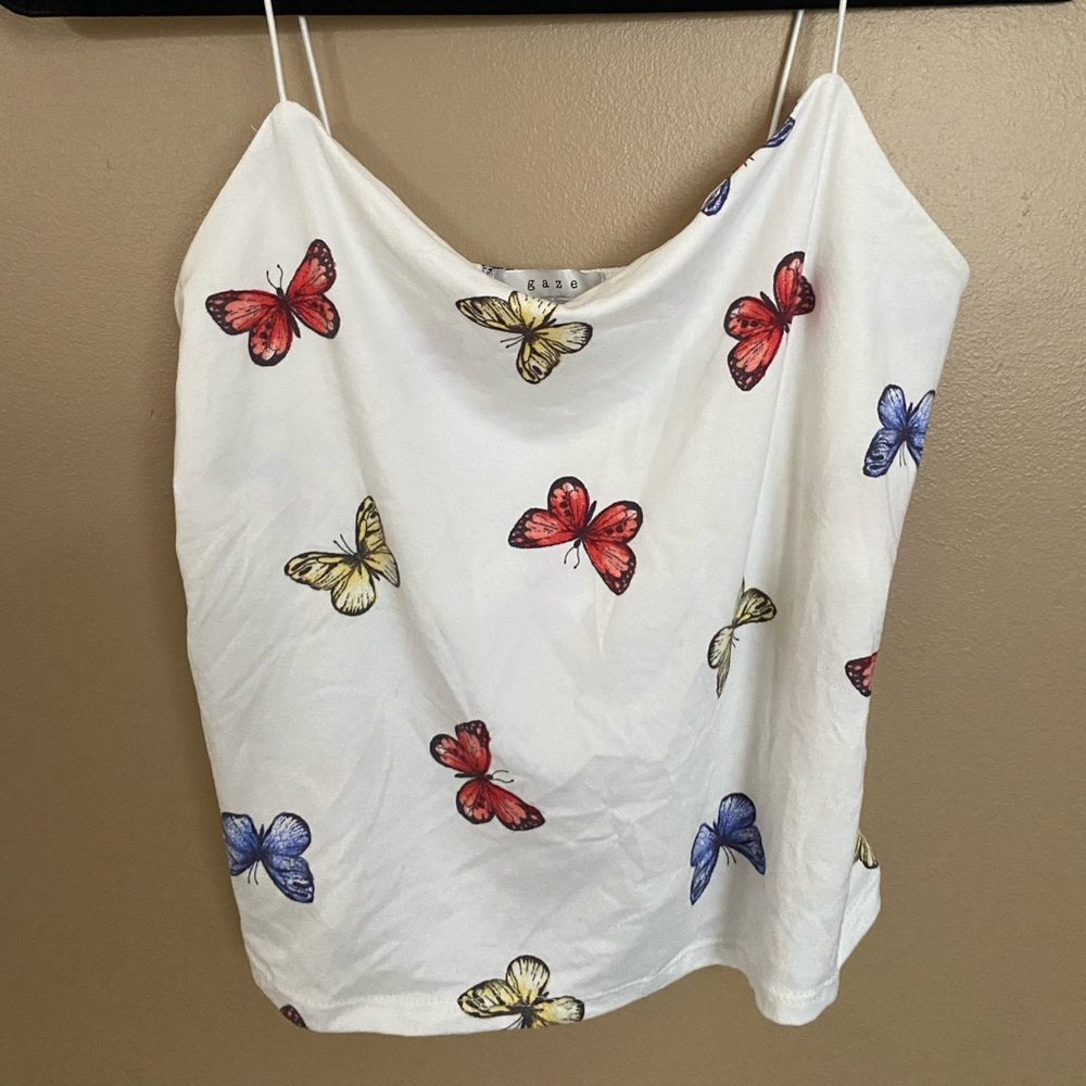 Gaze Butterfly Crop Top Tank Top